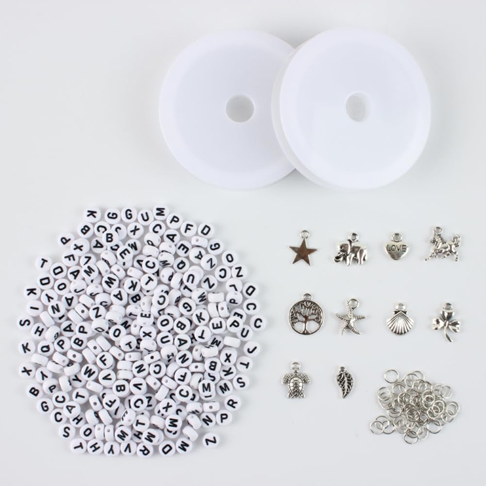Zestaw 48 kolorowych koralików szklanych, 2 mm, do nawlekania, kolorowe szklane koraliki do samodzielnego wykonania, zestaw z koralikami z literami, elastyczny sznurek do bransoletek DIY