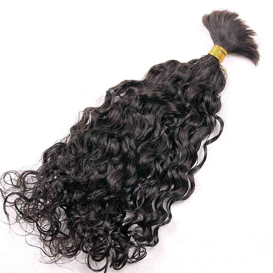 Bulk Human Hair for Braiding Water Wave 100% Unprocessed Brazilian No Weft Human Hair Curly 100g/Bundle 8 to 30 Inch Remy Hair Bulk(10Inch 1Bundle, Natural color)
