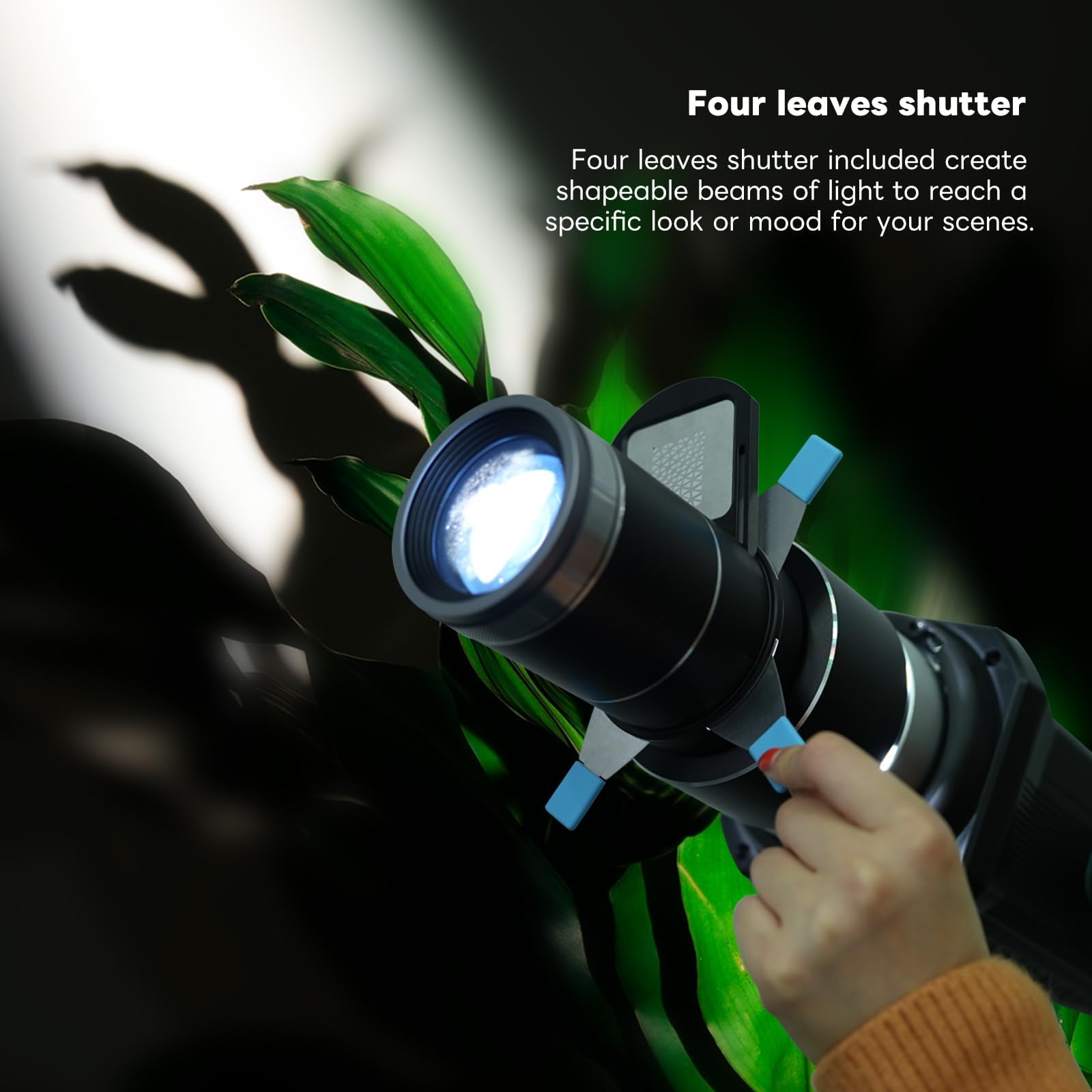 Snoot à Monture Bowens, kit de snoot Optique pour Portraits monoblocs/éclairage LED, Compatible avec Aputure Amaran 60D/100X/D 200D/X,Storm 400x Godox SL60, 4 filtres Couleur, 25 gobos.