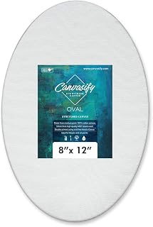Medium Grain Stretched Oval Canvas (12" x 8" (Pack of 2))