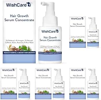 WishCare Hair Growth Serum Concentrate - 3% Redensyl, 4% Anagain, 2% Baicapil, Caffeine, Biotin & Rice Water - Rosemary Hair Serum for Hair Fall Contr...