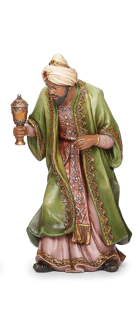 Roman Green,Pink 17.5" Standing King Nativity Figurine Christmas Tabletop Decor