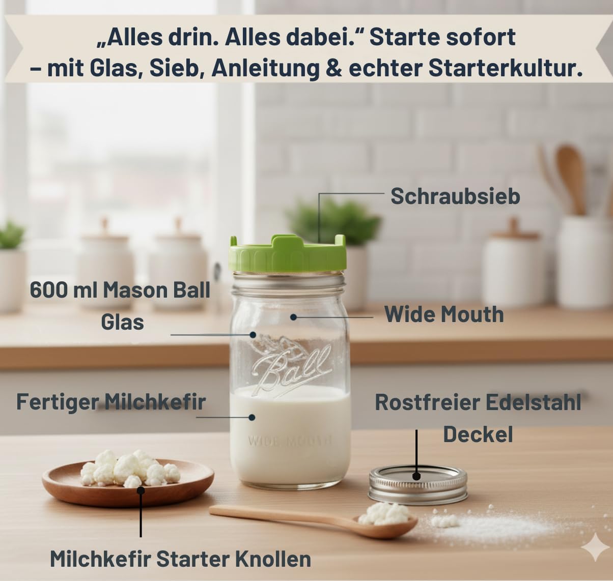 Juego de kéfir de leche orgánica, cultivo inicial, tubérculos de kéfir vivos para fermentación, fabricación sostenible de bricolaje, infinitamente reutilizable