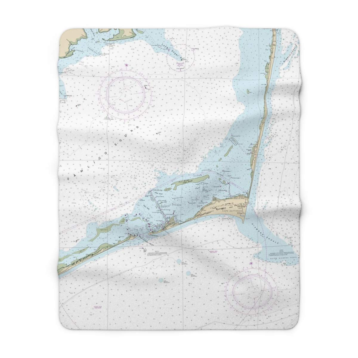 OBX Blanket (Outer Banks, Cape Hatteras) Nautical Chart Sherpa Fleece Blanket (50"x60" & 60"x80"), 60" x 80"