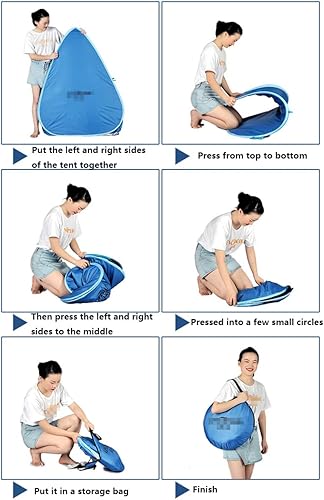 Miniatura 6 de Tienda de campaña de playa portátil anti-UV para 1-2 personas, suelo extensible con 2 ventanas de malla de ventilación más estacas para bolsa de