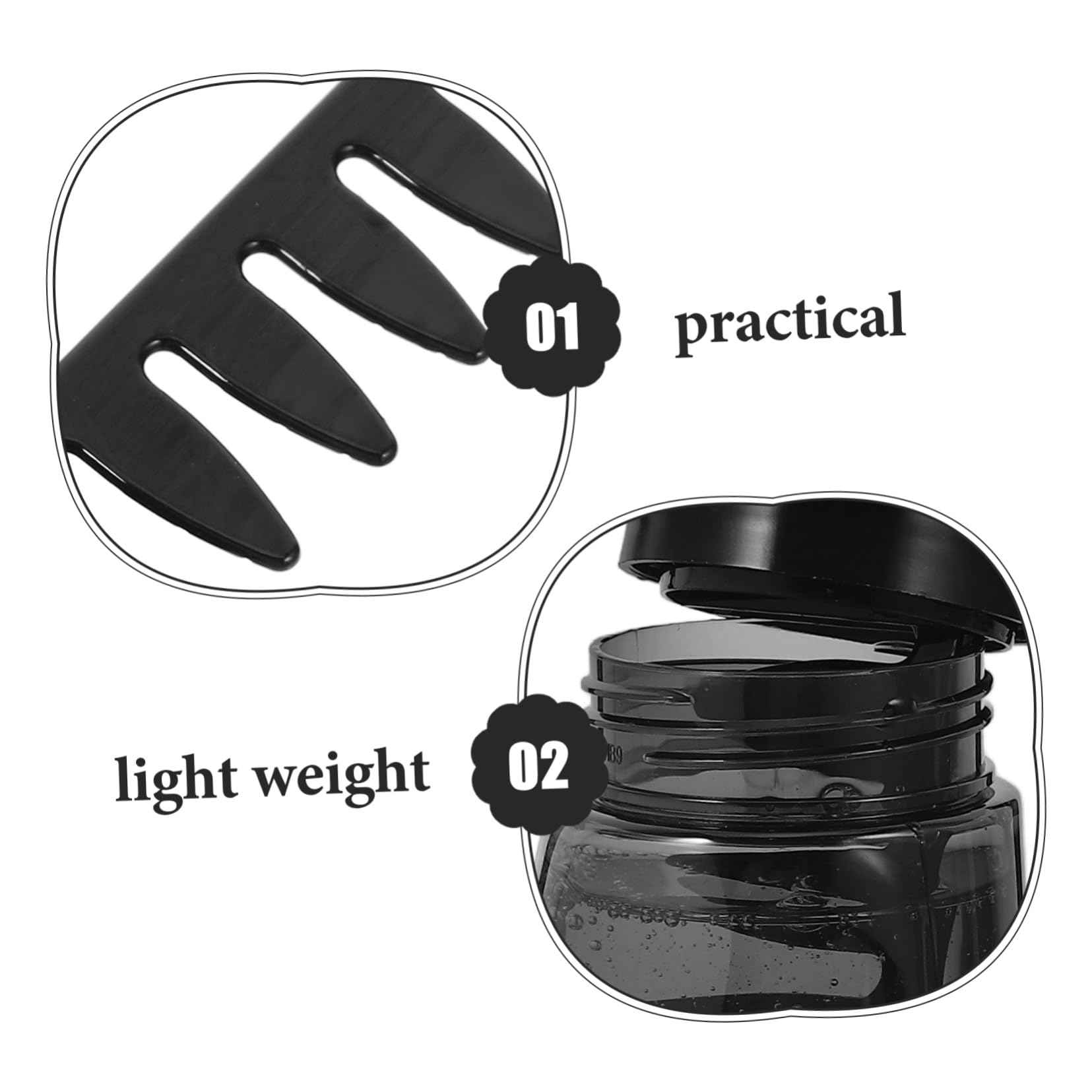 Botella Vacía de Gel Fijador Cabello 260ml de Plástico Negro con Peine Aplicador para Peinar y Moldear el Cabello 3piezas Adecuado para Barberos y Peluqueros