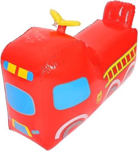 Miniatura 9 de Juguete inflable de camión de bomberos para niños, globo rojo de PVC para jugar al aire libre, fiesta de cumpleaños, paseo para niños pequeños,