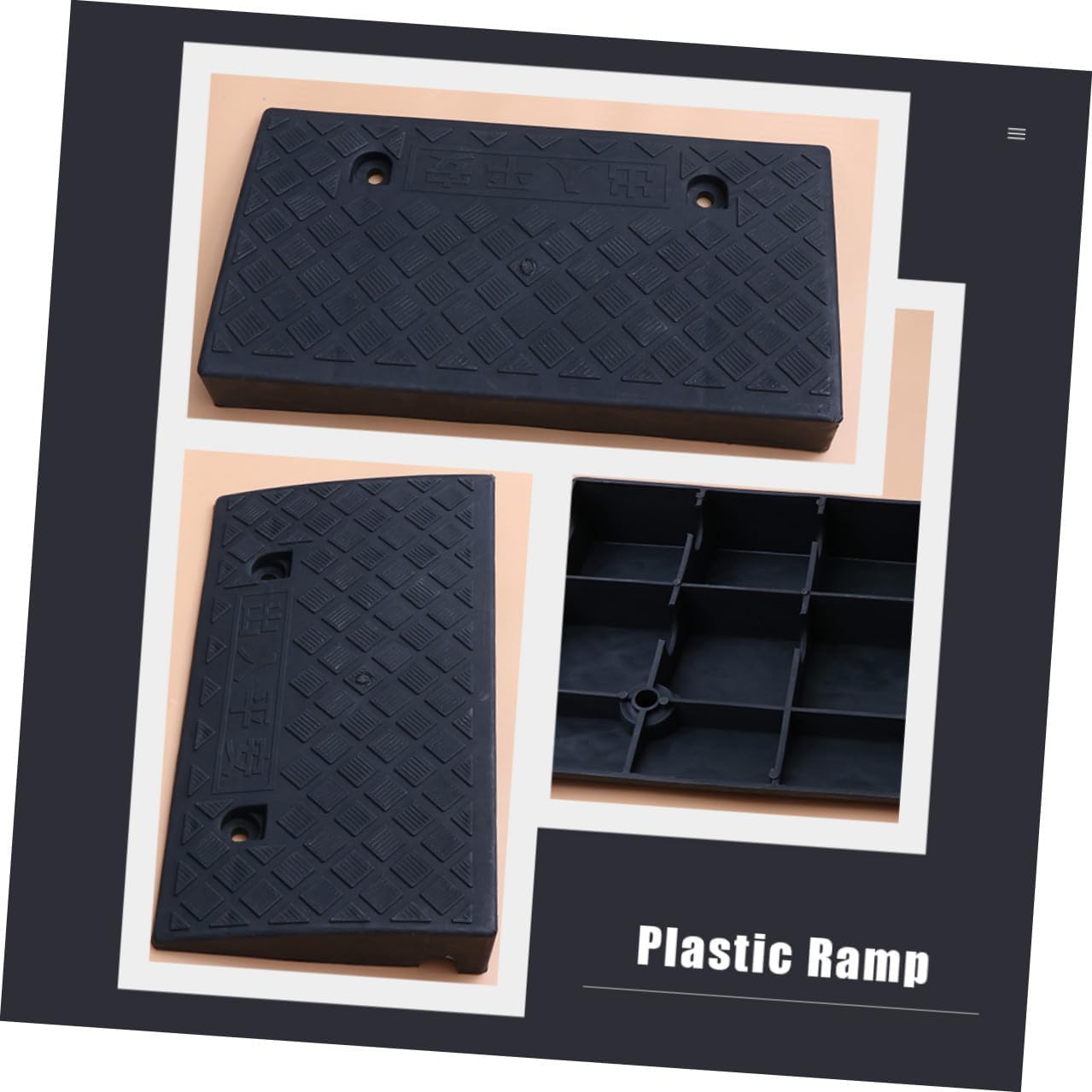 Car Plastic Threshold Ramp 50x27x9cm Black Rubber Triangle Loading Ramp for Vehicles Scooters Motorcycles Driveway