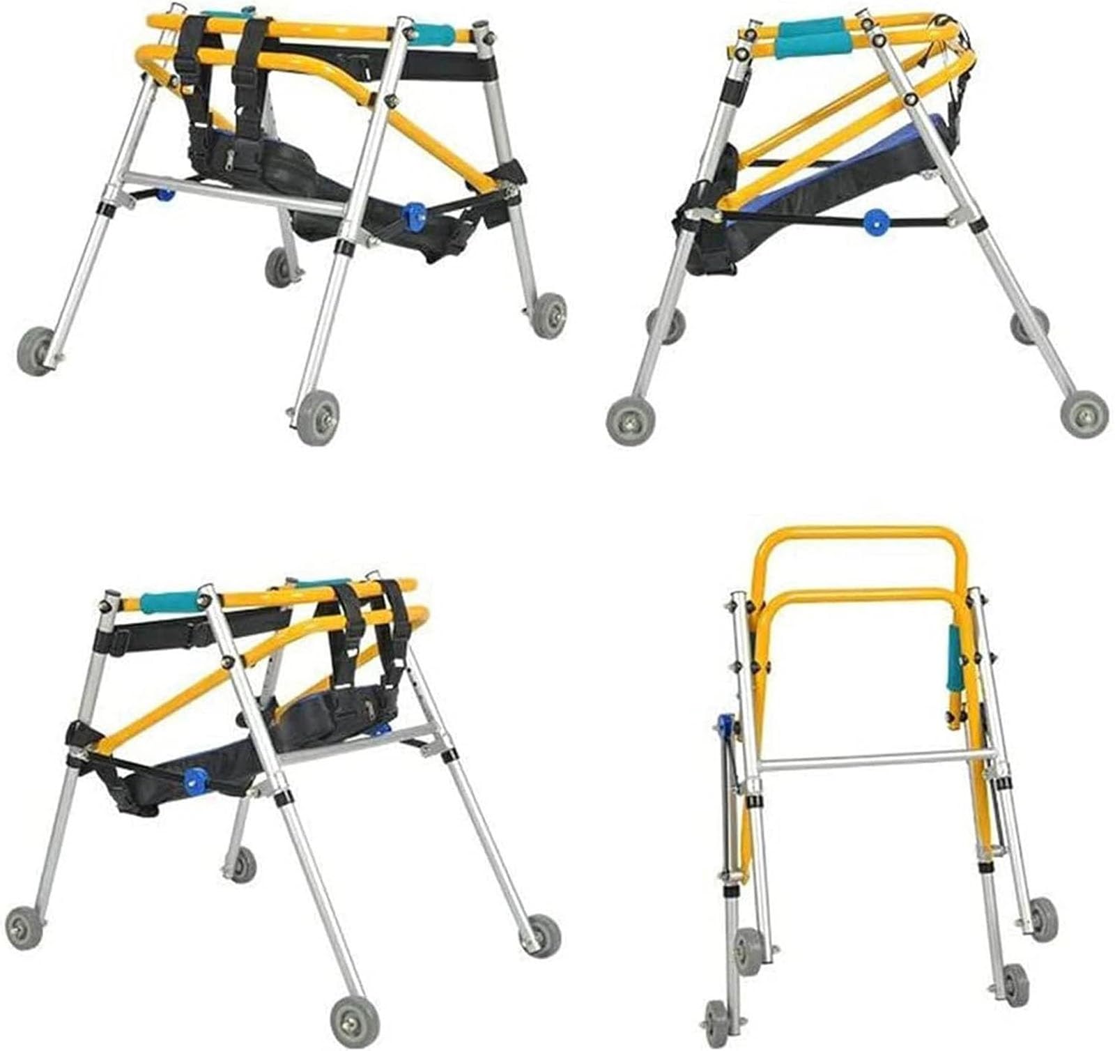 Chodzik, Lekki Składany Czterokołowy Chodzik Z Siedziskiem, Pomoce Rehabilitacyjne Dla Dzieci Dolnych Kończyn, Stojak Treningowy Chodzik Dla Dzieci,One Color,Medium