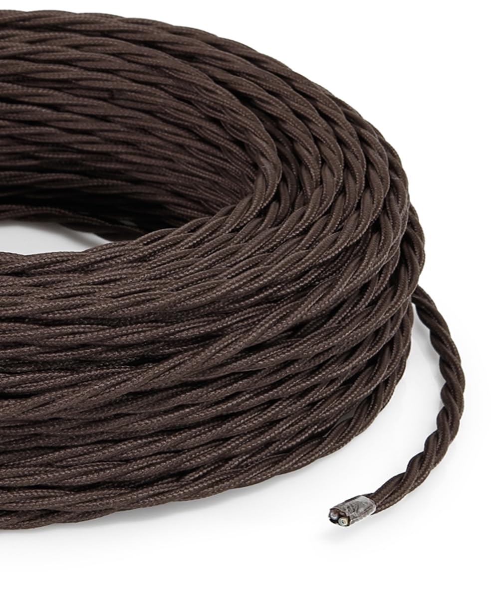 DRESS-Cavo Elettrico Trecciato Rivestito In Tessuto 3x2,50 12mt. Marrone