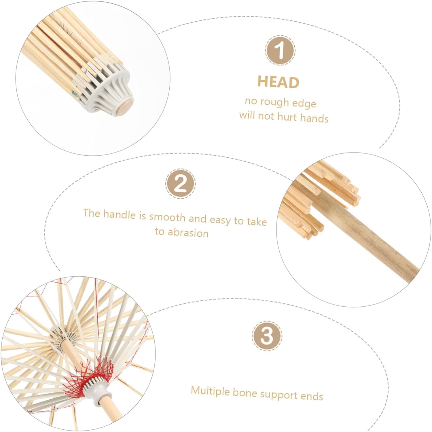 Decorative Paper Umbrella Support 2pcs Bamboo for Home Decor image 3