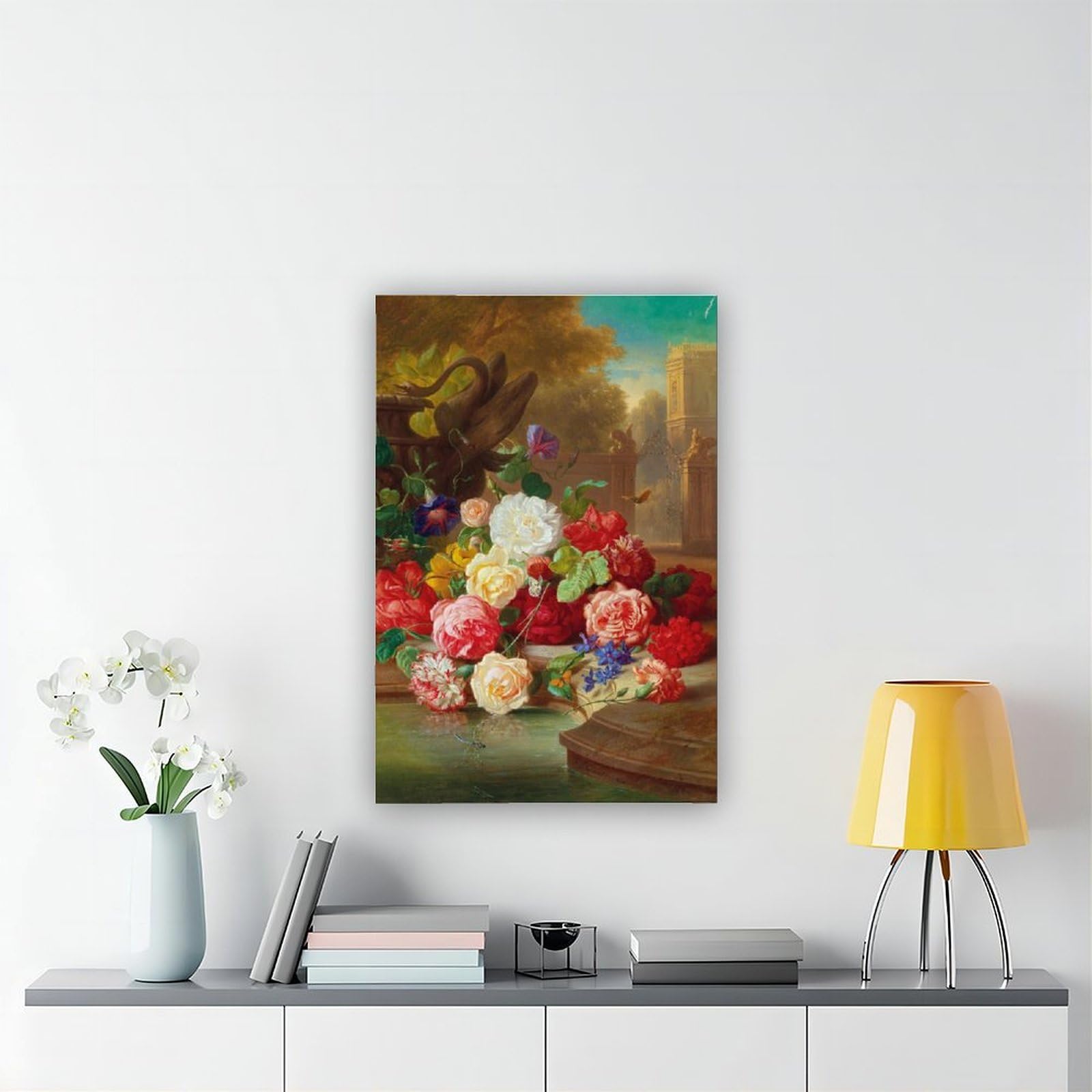 Blumenstück Mit Schmetterling In Einer Parklandschaft Poster su tela per ufficio Decor Gift
