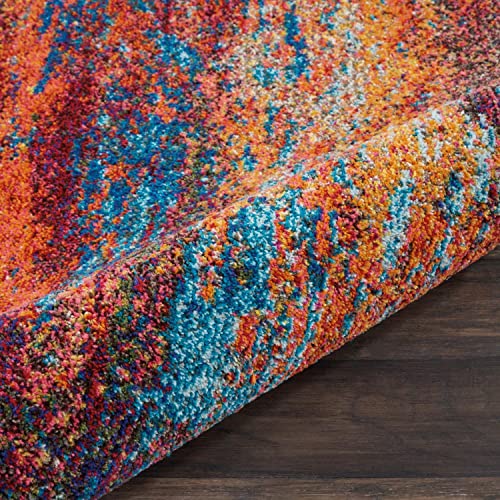 Nourison Celestial Red/Blue Atlantic 2' X 6' Area -Rug, Contemporary, Abstract, Easy -Cleaning, Non Shedding, Bed Room, Living Room, Dining Room, Kitchen, (6' X Runner) #TOP7