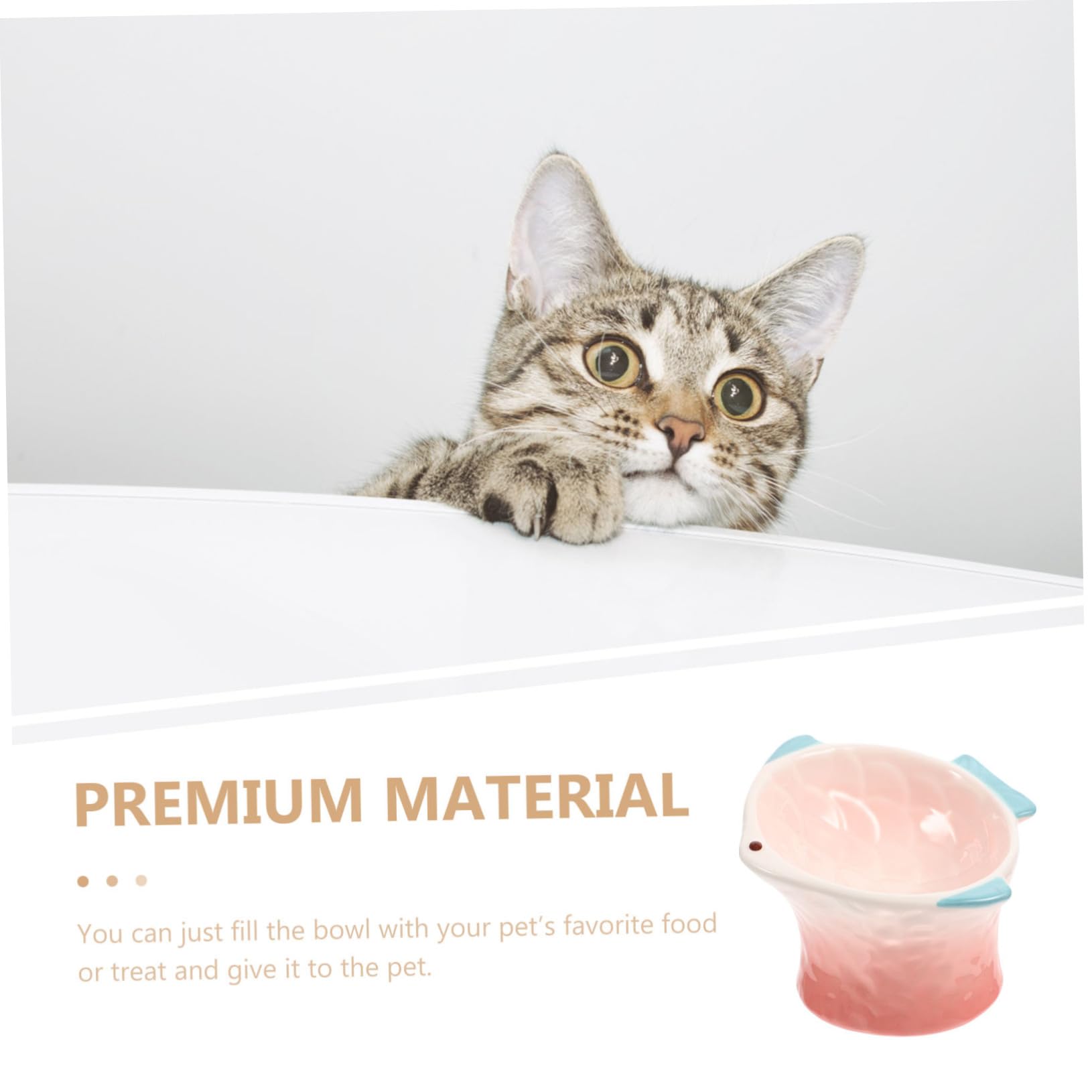 UPKOCH Ciotola per Gatti Rialzata in Materiale Ceramico Rosa Creativa per Cibo e Snack, Facile da Pulire per Gatti e Cani