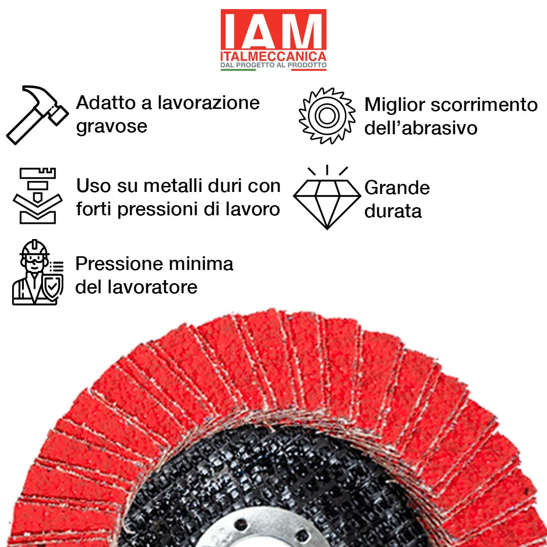 Flap Disc Ceramico Doppia Lamella | 125 x 22 mm | Grana 40 | 10 Pezzi | Dischi smerigliatrice | Dischi Lamellari Professionali Abrasivo Zirconio |Dischi Abrasivi Lamellare