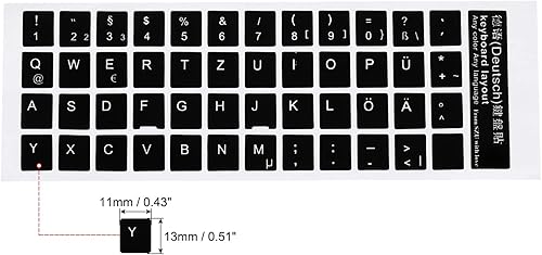 Miniatura 2 de PATIKIL Adhesivos alemanes para teclado, paquete de 4 fundas universales de repuesto para teclado liso para computadora de escritorio, fondo negro,