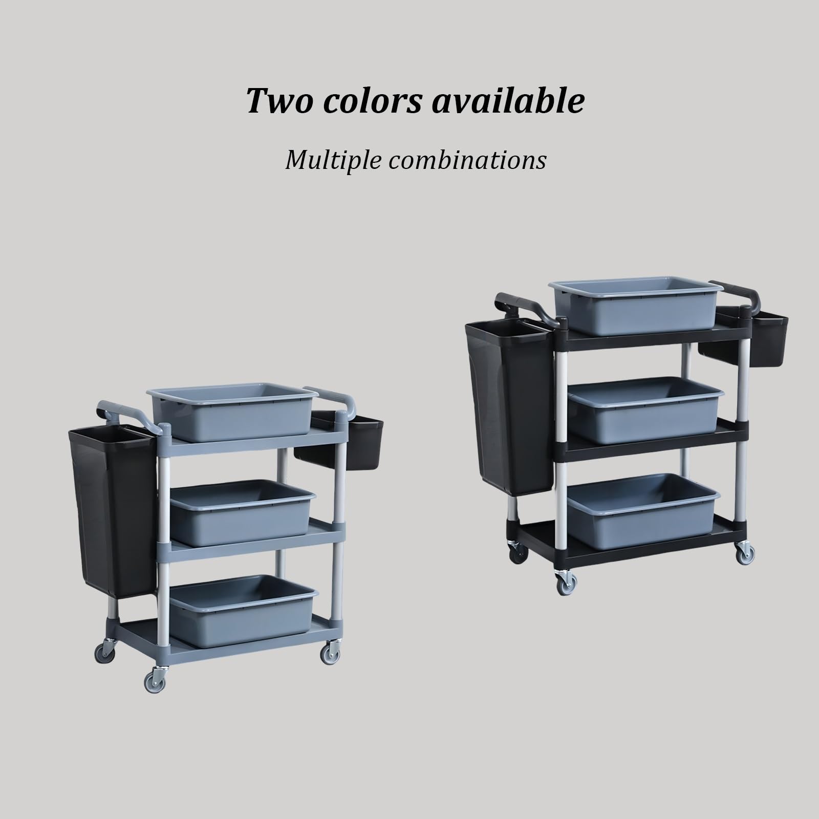 Carrello portavivande da ristorante, con 3 ripiani, mobile con corrimano antiscivolo, carrello per piatti per cucina, hotel, lavanderia