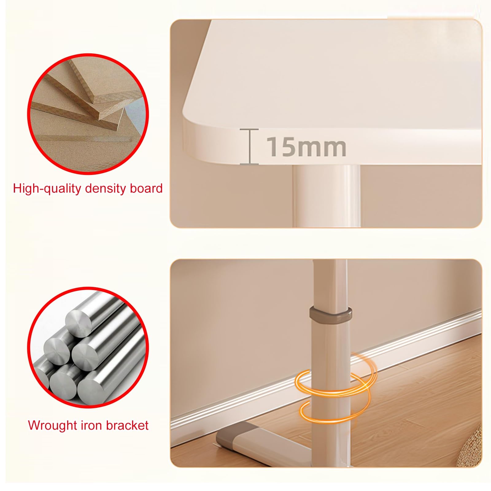 Scrivania Regolabile in Altezza per Ufficio Domestico, scrivania Moderna per Computer con Piano del Tavolo monoblocco e Tavolo per PC per Camera da Let(Un Colore - 80 * 60*(65-90) cm