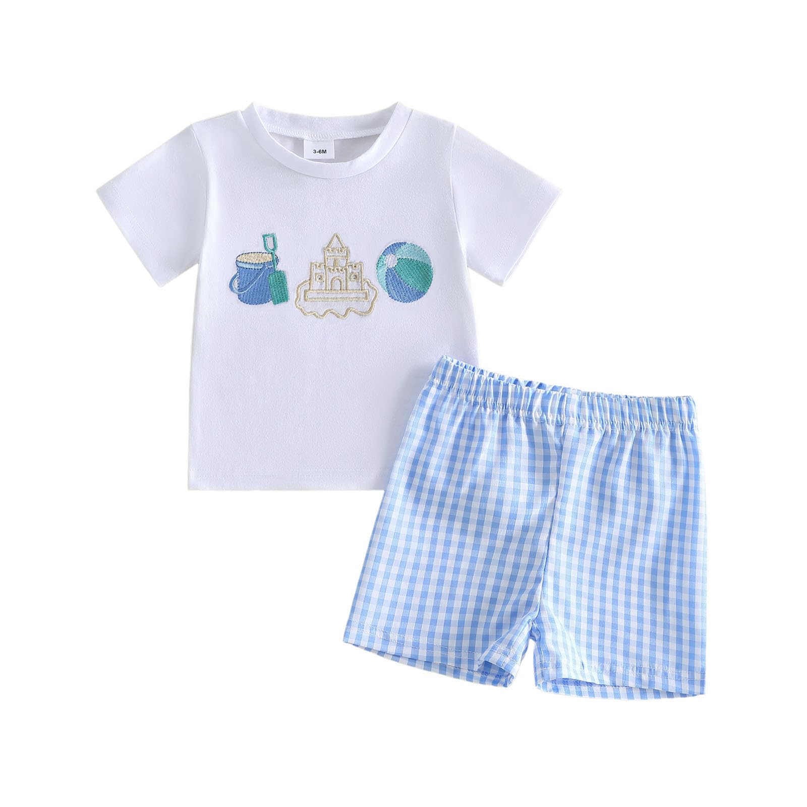Toddler Baby Boy Summer Clothes Short Sleeve T Shirt Tops and Elastic Waist Shorts Set Cute Summer Outfit 2Pcs