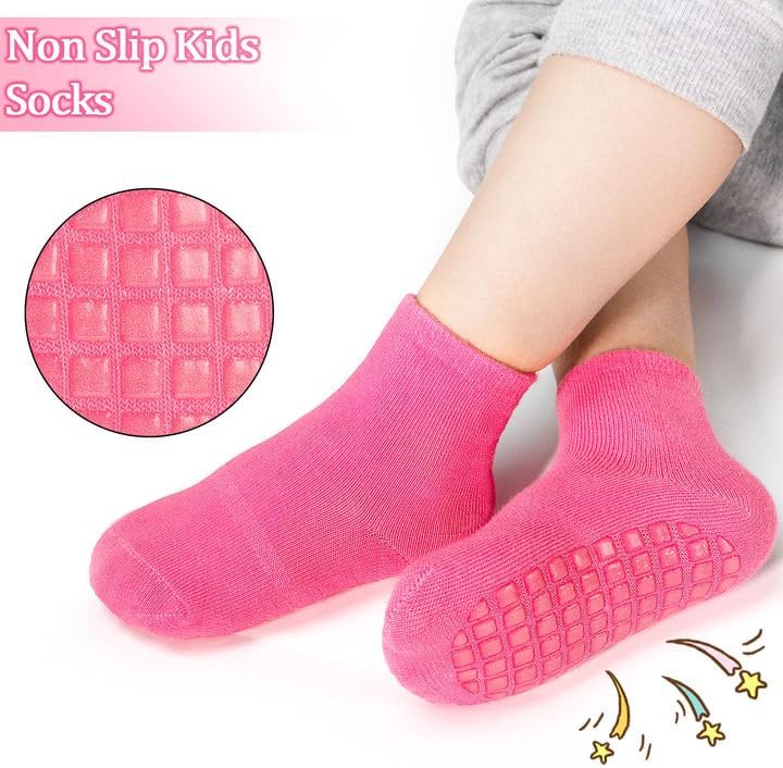 Toddler Grip Socks 15 Pairs, Non Slip Baby Socks with Grippers for Boys Girls Crew Anti Skid Kids Sock 0-7 Years - Image 2