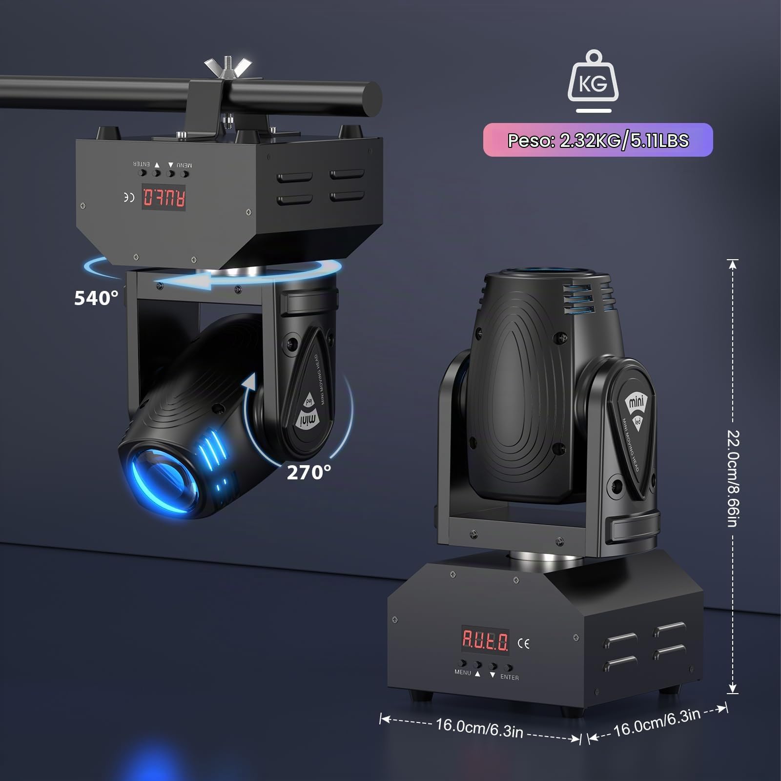 60W Mini RGBW LED Beam Teste Mobili d-mx 11/13 CH Pinspot Luce Disco Luce Effetti Luce Controllati dalla Musica per Disco Party DJ Club Bar Palco