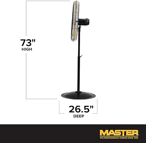 Miniatura 2 de Master Ventilador de pedestal industrial oscilante de 24 pulgadas de alta velocidad, accionamiento directo, construcción totalmente metálica con