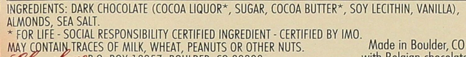 Chocolove Chocolate Bar, Almonds & Sea Salt in Dark Chocolate, 1.3 Ounce (Pack of 12)
