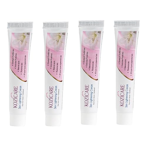 Kozicare Skin Lightening Non-Sticky Cream Lotion | Enriched with 3% Kojic Acid, 1% Alpha Arbutin, 1% Glutathione, 2% Niacinamide, 2% Vitamin C | Best for Melasma, Pigmentation, Dark/Age Spots, Uneven Skin Shade - 15gm (Pack of 4) (New Formula)