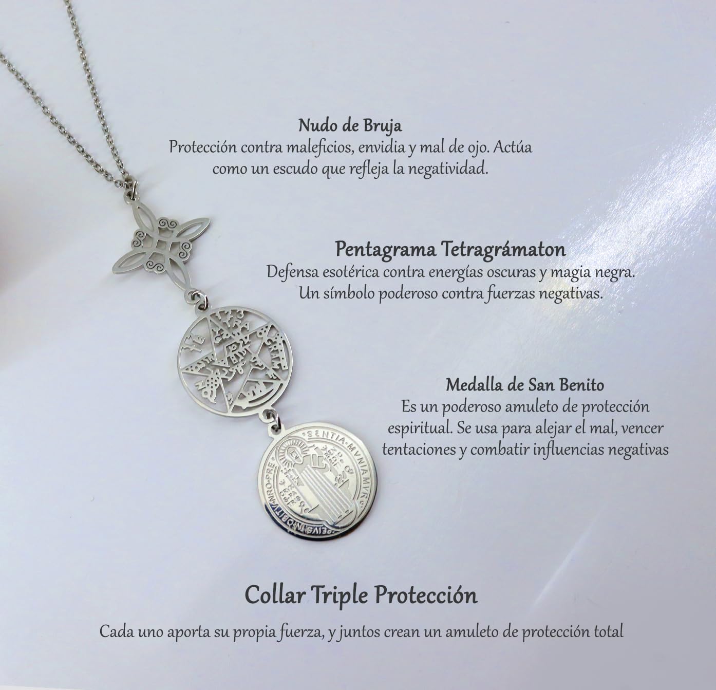 Only faith Collar de Mujer colgante Nudo de Bruja y Tetragramatón para Mujer Los 7 CHAKRAS, Colgante Largo de Símbolos Espirituales, Yoga Reiki Meditación Amuleto