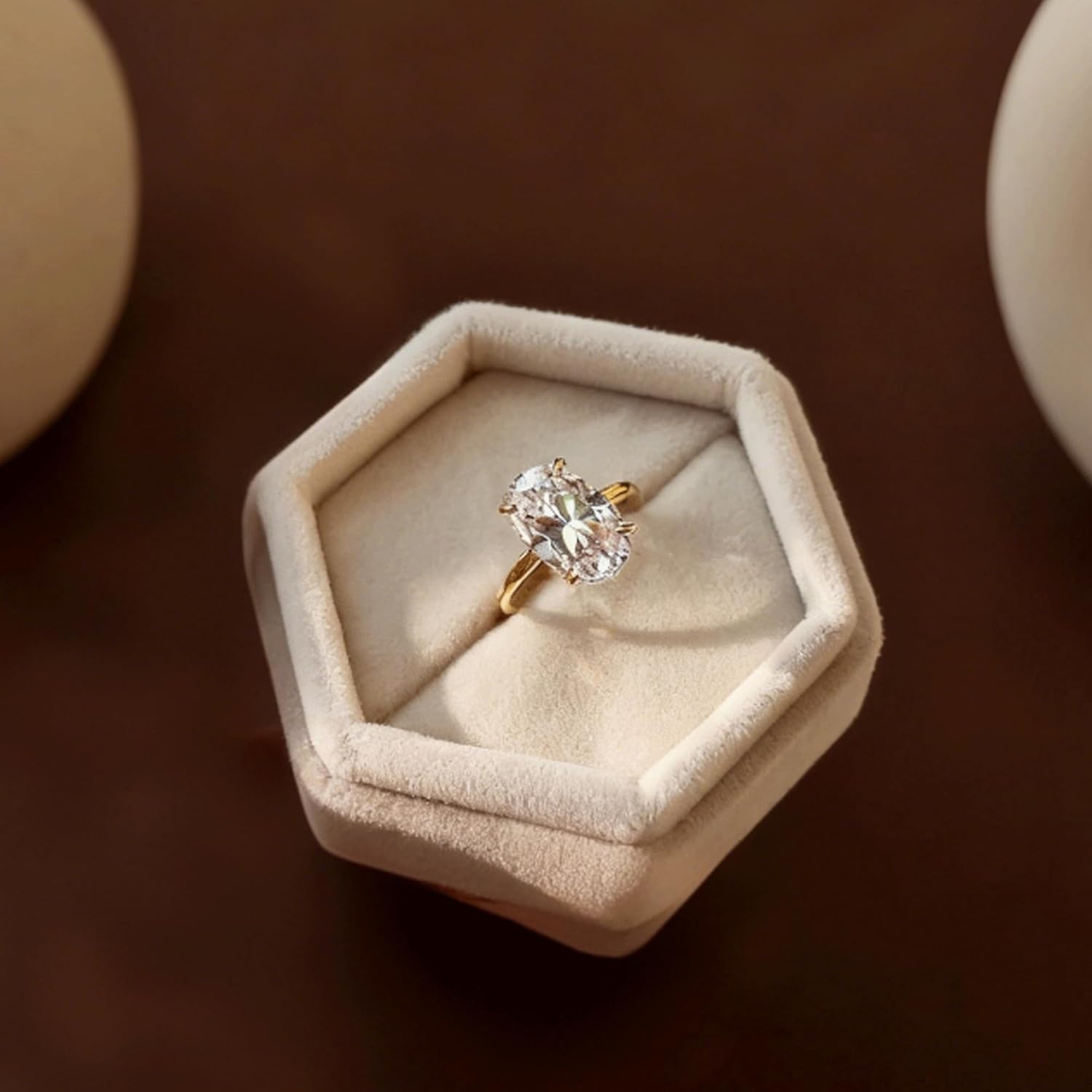 Dulin 1ct/2ct/3ct Oval Cut Cubic Zirconia Engagement Ring for Women 14K Gold Plated Wedding Anniversary Promise Band Gift for Her - Image 5