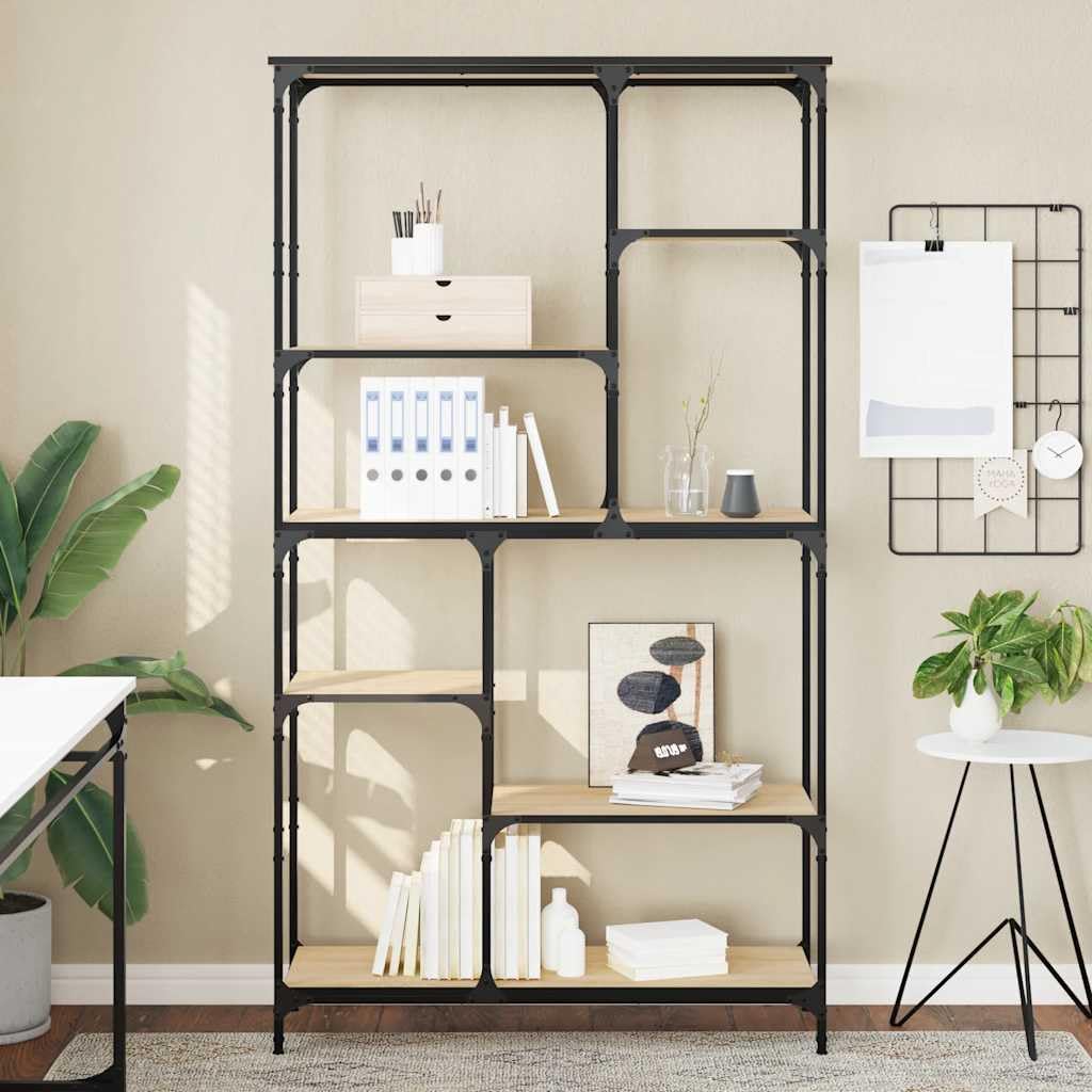 Generisch Bücherregal Sonoma-Eiche 99x35,5x176 cm Holzwerkstoff und Stahl,Möbel,Regalsysteme,Bücherregale Bücherschränke-835410