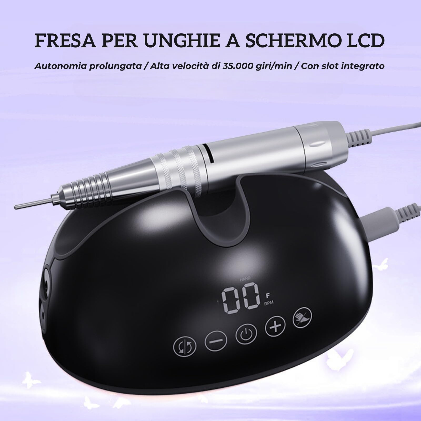 VOLTIX Fresa per Unghie Professionale 35000 Giri, Set Manicure Elettrico con Pedale e 6 Fresa, Lima Elettrica per Unghie in Gel e Acriliche, Nail Drill, Macchina Manicure e Pedicure