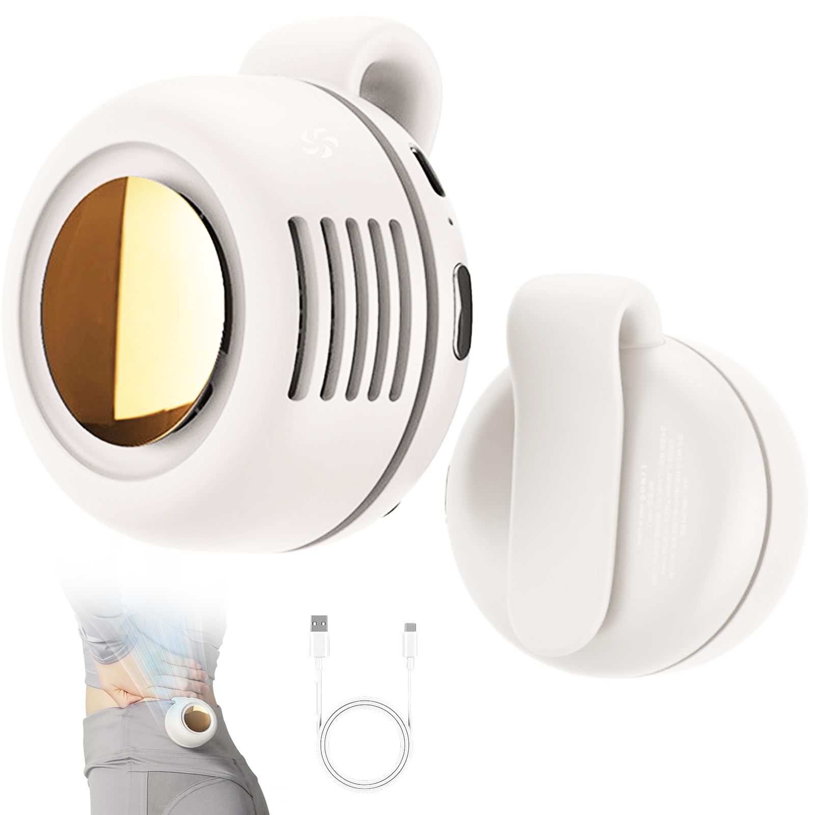2026 Neu Mini Ventilator, Tragbarer Clip Ventilator Klein Leise und Leistungsstark, Portable Fan Handventilator In Drei Stufen Einstellbar Geeignet für Pendler Camping und Reisen (Weiß)