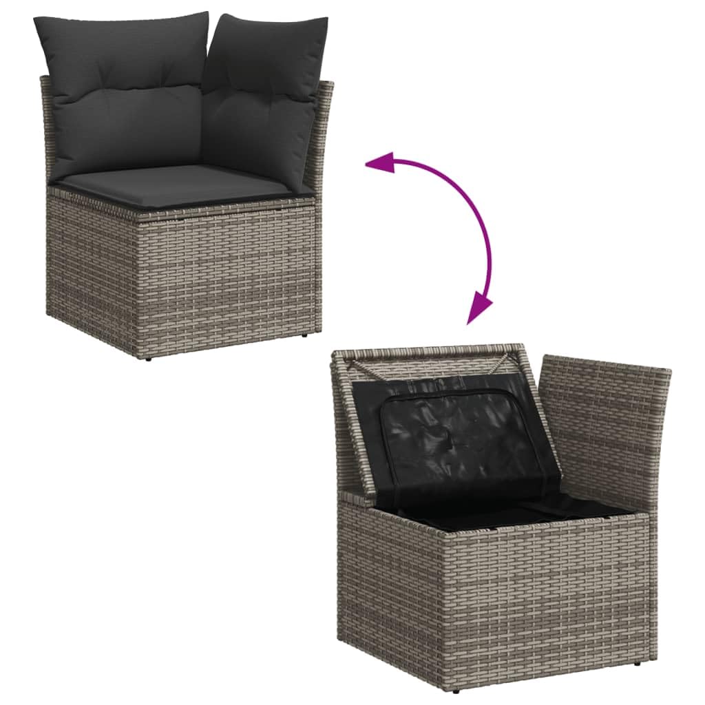 Brokky Poly Rattan Lounge mit Stauraum Balkon Lounge Gartenlounge Outdoor Loungemöbel Rattan Gartenmöbel Set Terassenmöbel Außen Gartensofa-Grau-4-tlg-mit Aufbewahrung & Tasche