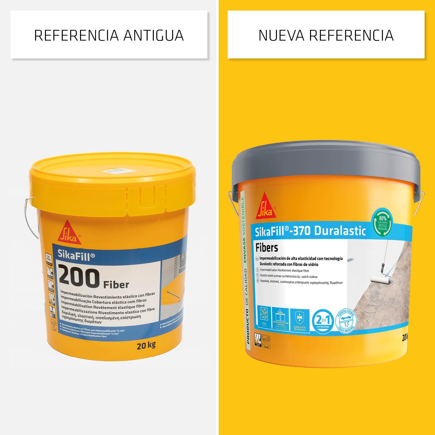 SIKA - Impermeabilización reforzada con fibra - SikaFill 370 Fibers - Blanco -Pintura acrílica con fibras de vidrio para impermabilización de cubiertas y terrazas visitables - Puenteo de fisuras - 5kg