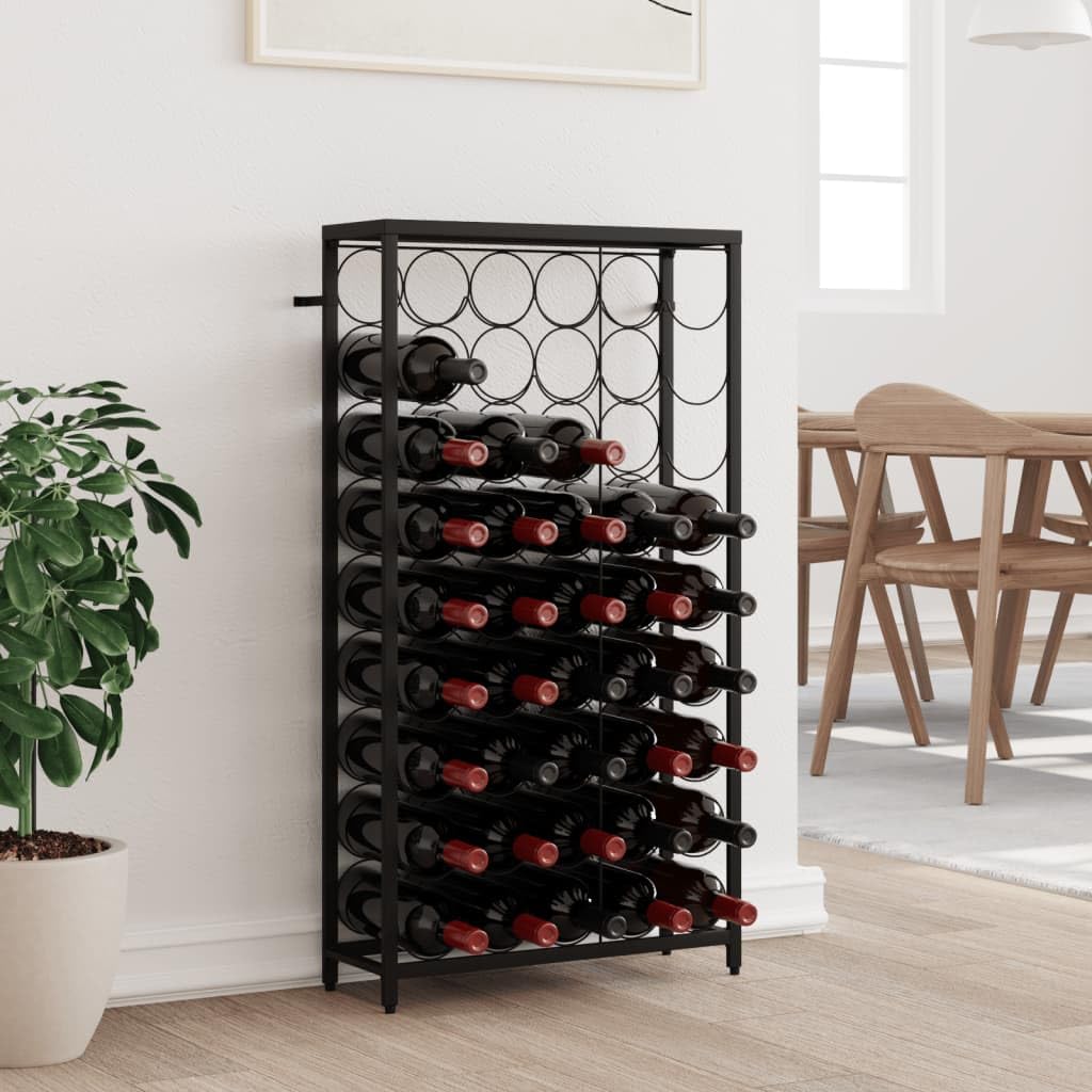 Casier à vin en fer forgé 45 bouteilles 54x18x100cm présentoir au sol noir pour cave