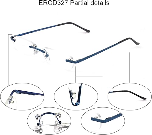 Miniatura 5 de EYE ZOOM Paquete de 4 lentes de lectura de metal sin montura con bisagra de resorte para hombres y mujeres