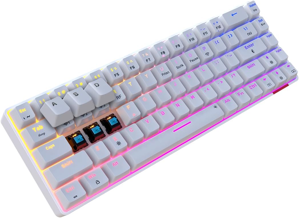 Portronics Hydra 10 Mechanical Wireless Gaming Keyboard with Bluetooth 5.3 + 2.4 GHz, RGB Lights 16.8 Million Colors, Type C Charging, Compatible with PCs, Smartphones and Tablets(Blue)