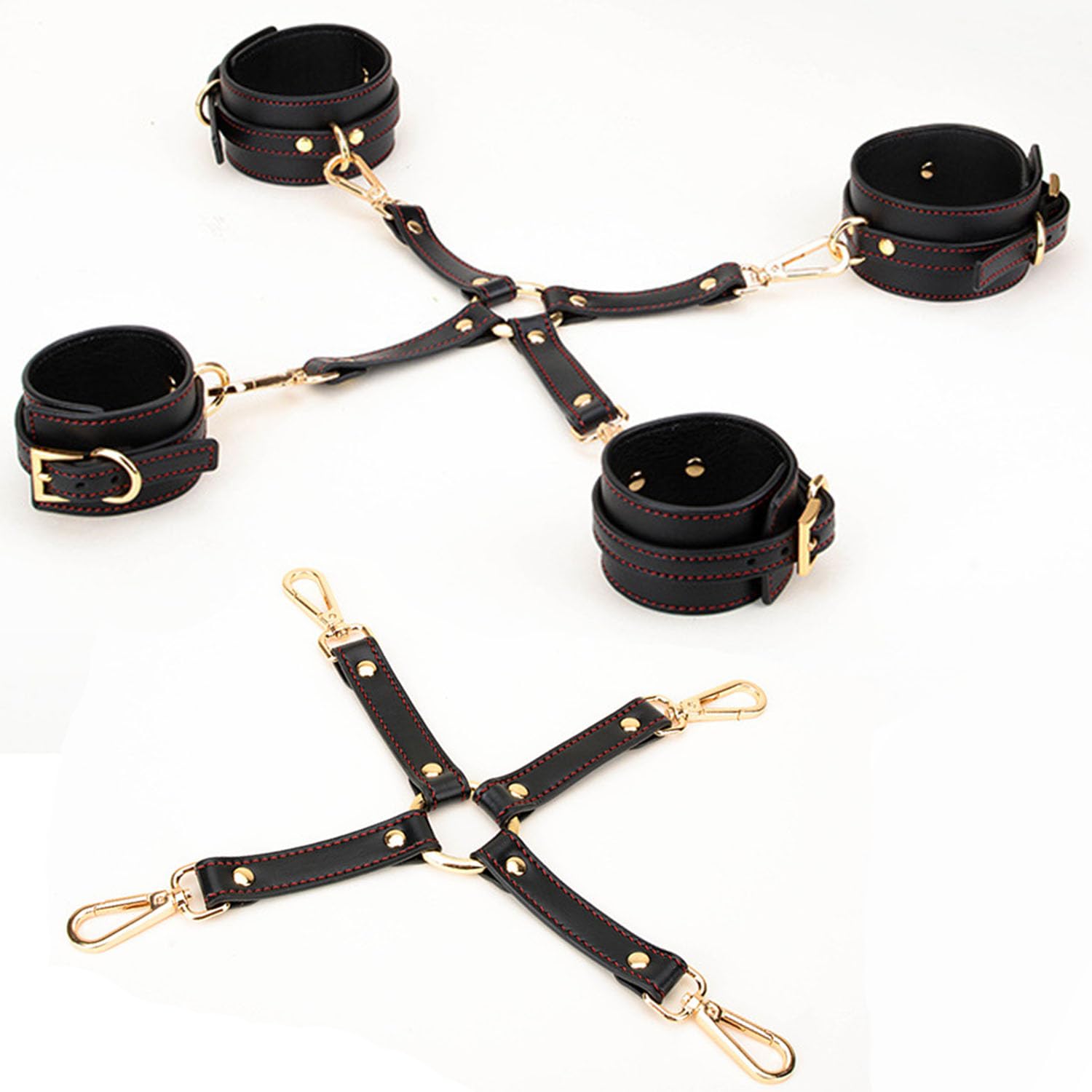 Ensemble de retenue de bondage, menottes, fers for les jambes, bandeau for les yeux, collier à boules, pagaie, chaîne de traction, ensemble de retenue avec sac de rangement, jouets sexuels