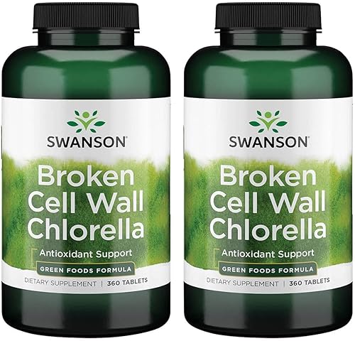 Swanson Clorella de pared celular rota 500 mg 360 pestañas 2 unidades