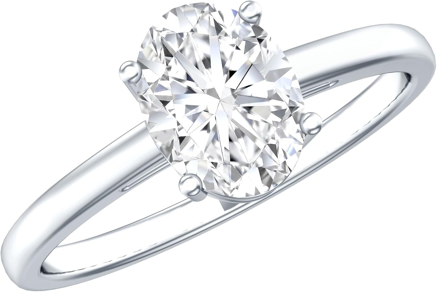 Certified 1 Carat Moissanite Oblong Engagement Ring in Silver, D-Vs1 Quality - Gift For Women Who Has Everything