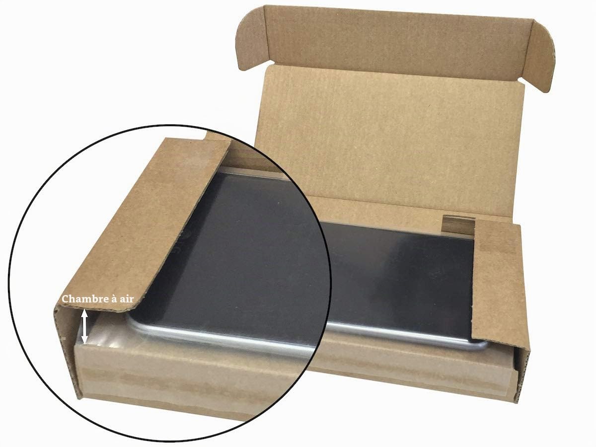 Lot 50 boîtes en carton auto-montables Taille 17,5 x 9 x 4 cm Marron et microcanal Smartphones Appareils électroniques Fabriqué en Espagne