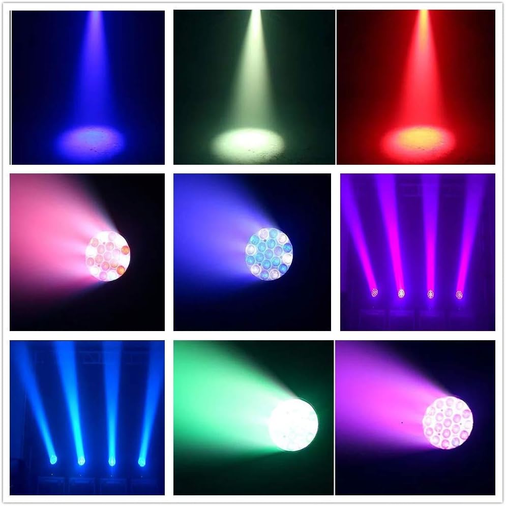IMRELAX 19x15W RGBW 4in1 LED Moving Head DJ Light Zoom Wash Stage Light for Disco, DJ Gig, Bar, Club, Party