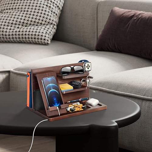 Miniatura 6 de Regalos del día del padre, para papá, regalos para hombres, ideas para hombres, organizador de mesita de noche para él, estación de acoplamiento de