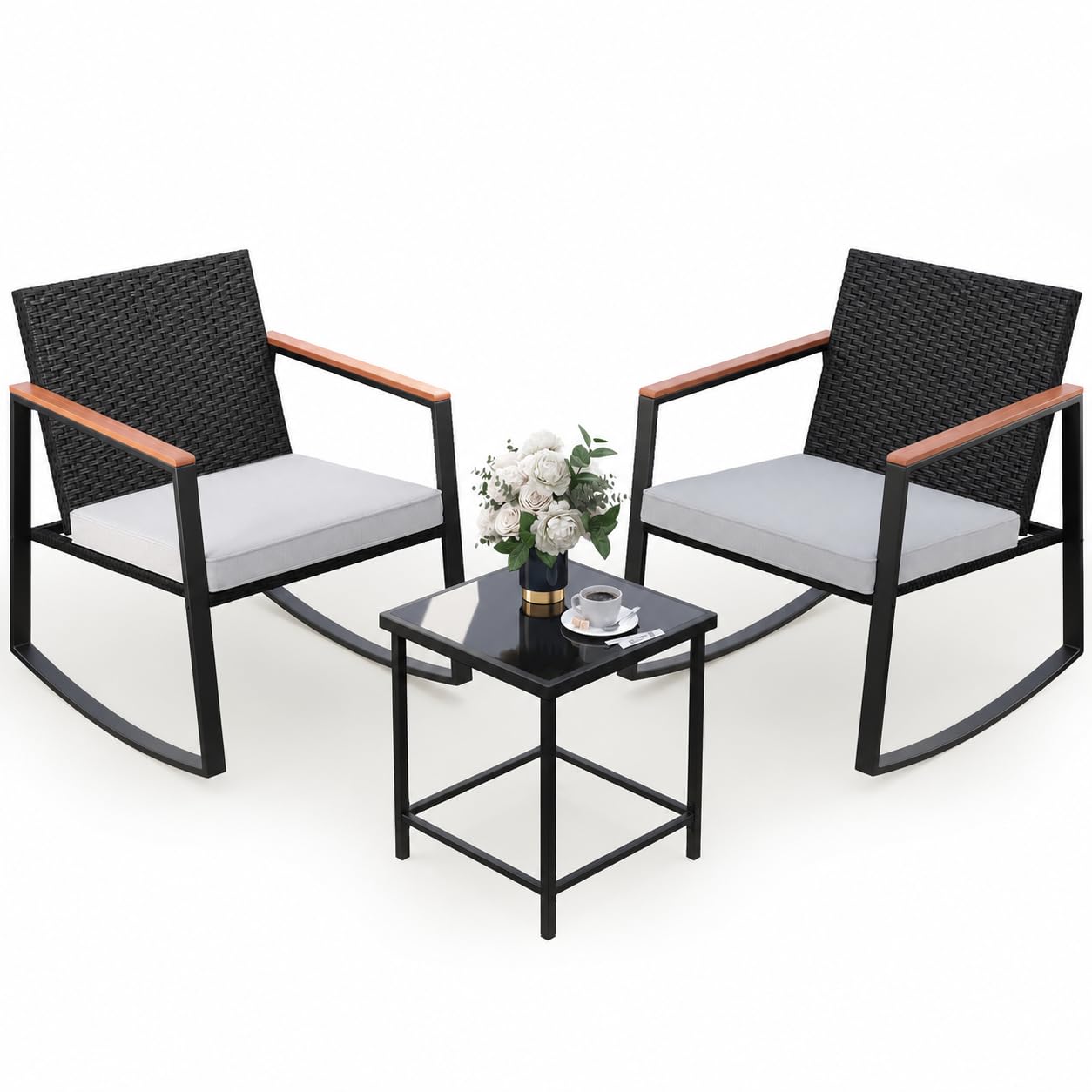 Gizoon 3 Piece Rocking Patio Bistro Set
