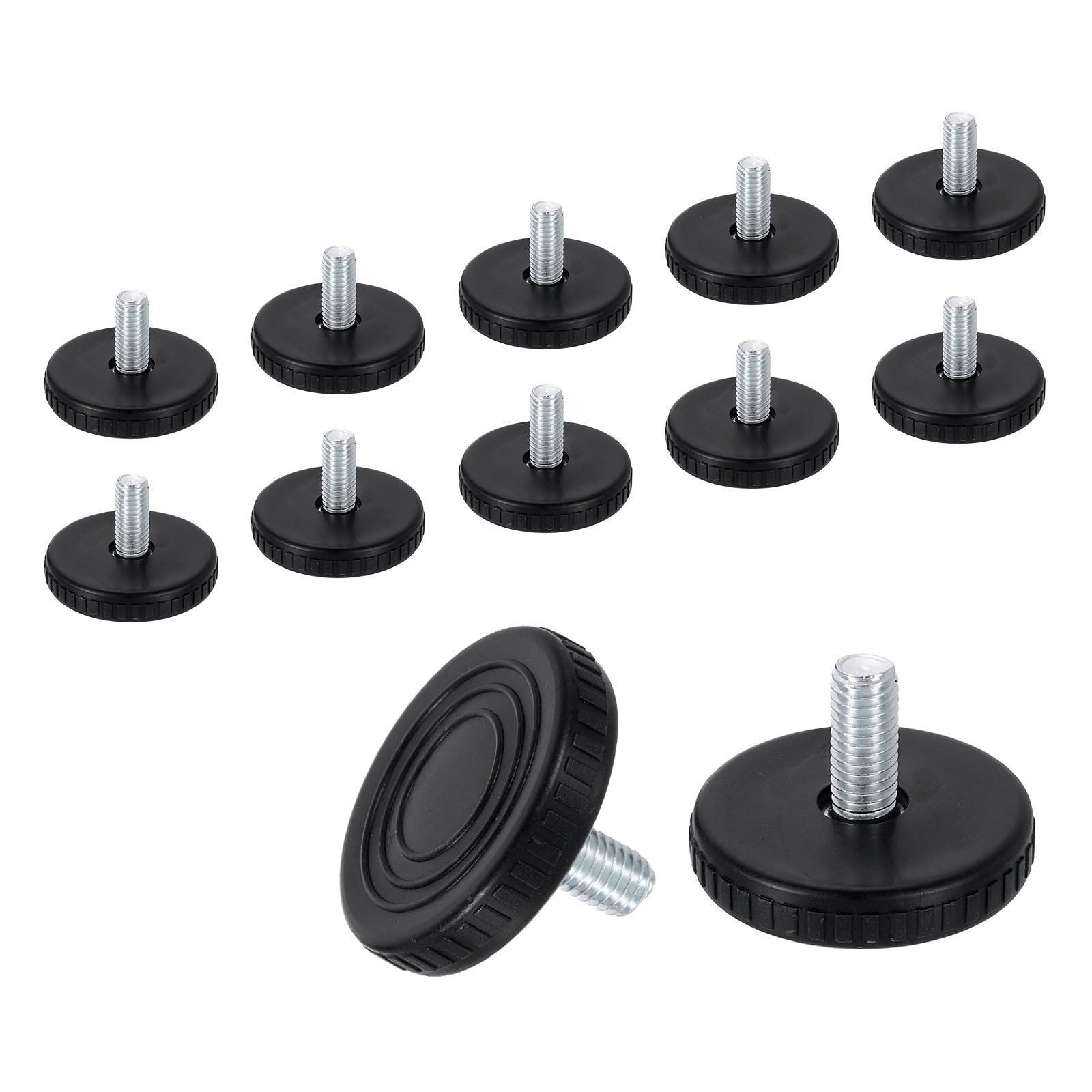 Evita cojeos en tus muebles con los 12 niveladores de patas M8 negros de 40x18 mm