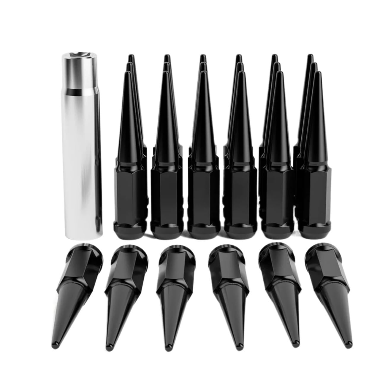 Dadi con punta M14X1,5, 24 dadi con punta ruota neri 14 mm x 1,5