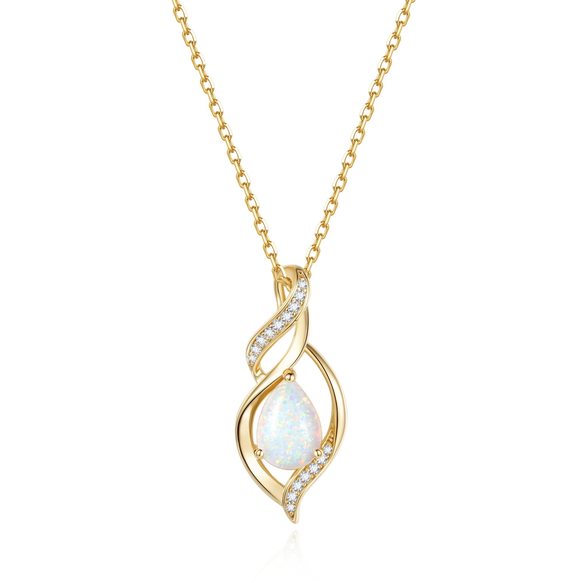 FANCIME Birthstone Necklace Teardrop Sterling Silver
