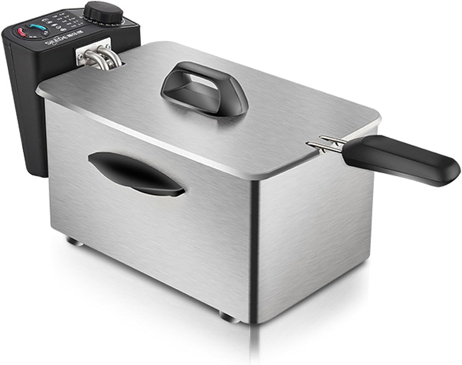 Commercial Deep Fryer, Electric Deep Fryer with Basket, Removable Oil Container, 2.5L Countertop Kitchen Frying Machine Temperature Control for Home Kitchen And Restaurant Stainless Steel Fat Fryer