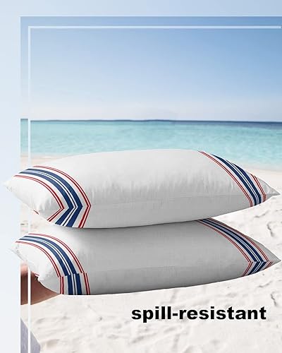 Miniatura 4 de Juego de 2 fundas de almohada impermeables para sofá, fundas de almohada decorativas para el Día de la Independencia estadounidense, 20 x 12